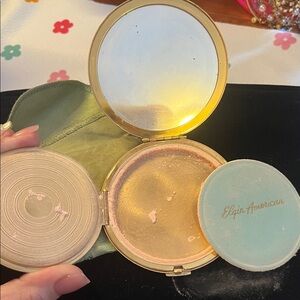 Elgin American Gold Compact with Mirror Monogramed